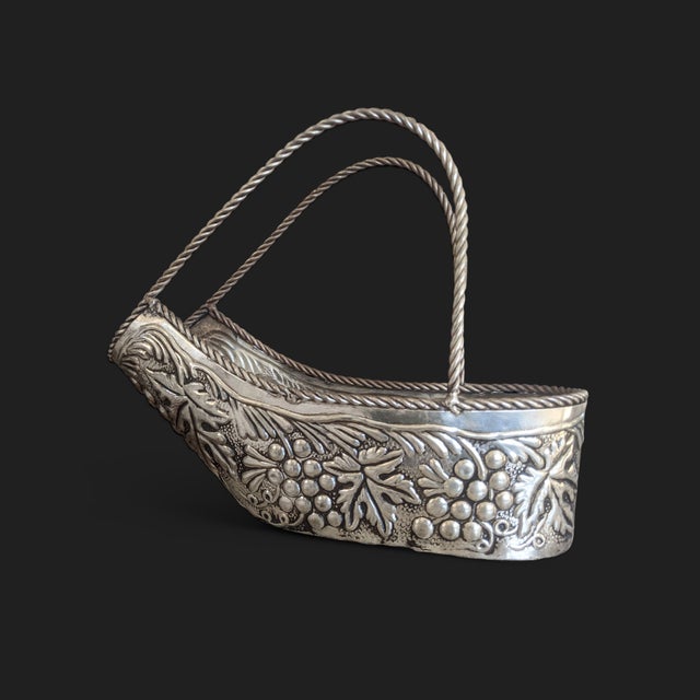 French Provincial Vintage Silver Repousse French Style Champagne Bottle Holder For Sale - Image 3 of 16