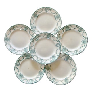 Antique French Plates from Longwy, 1840, Set of 6 For Sale