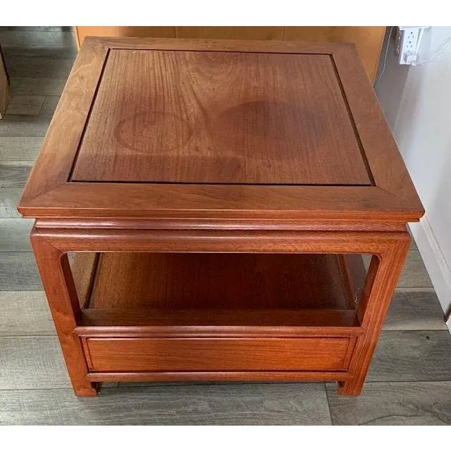 Art Deco 1960s Vintage Solid Rosewood Chinese End Tables For Sale - Image 3 of 12