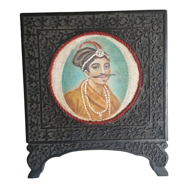 1910s Indian Maharaja Portrait Oil Painting, Framed For Sale