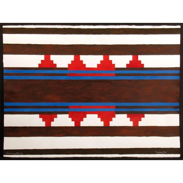 1979 "Rug Motif #10" Watercolor Painting by Ward Churchill For Sale - Image 4 of 4