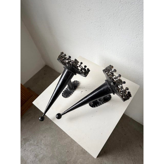 Brutalist Black Metal Wall Sconces, 1950s, Set of 2 For Sale - Image 10 of 18