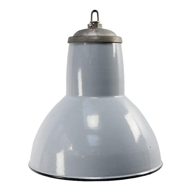 Vintage Industrial Dutch Gray Enamel Pendant Light from Philips For Sale