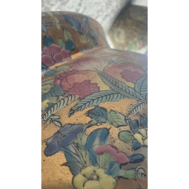 Vintage Chinese Famille Rose Gilt Porcelain Fishbowl Planter With Floral and Bird Motifs For Sale - Image 9 of 14