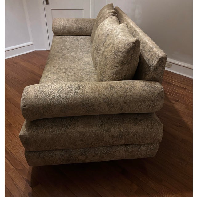 1990s Pair of Postmodern Sofas in Bronze Damask Fabric For Sale - Image 10 of 10