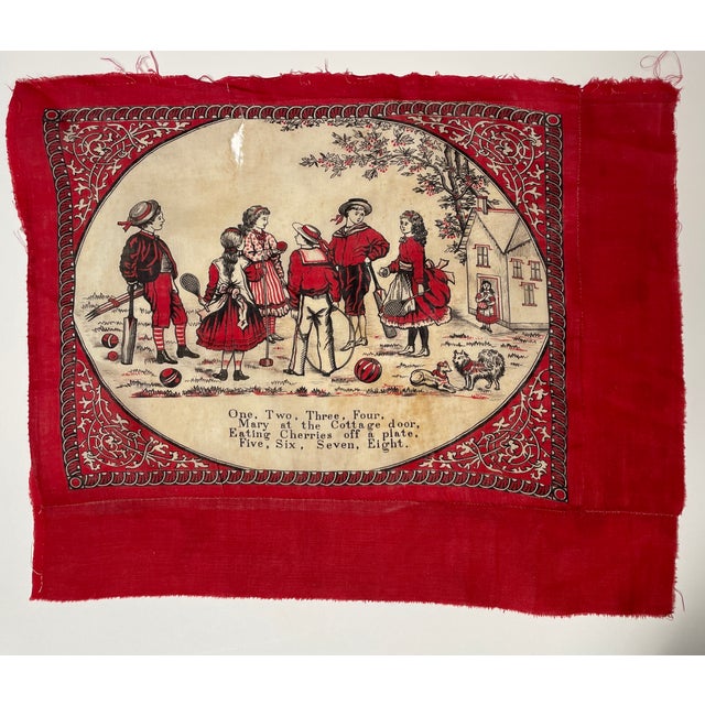 Red 1880s Storybook Bandana Quilt Squares - Collection of Six For Sale - Image 8 of 8