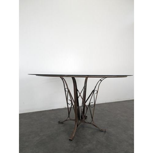 Round Dining Table in Wrought Iron and Glass, in Very Good conditions.