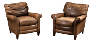 Pair of Vintage Leather Club Lounge Chairs
