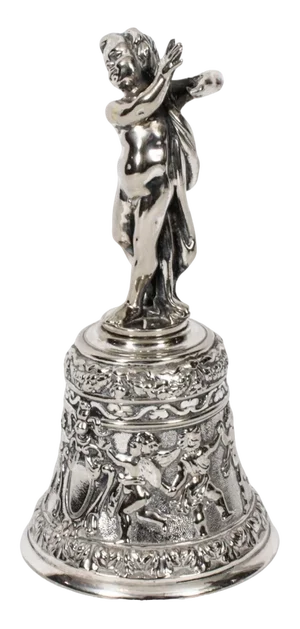 Renaissance Revival Silver-Plated Hand Bell, 19th Century