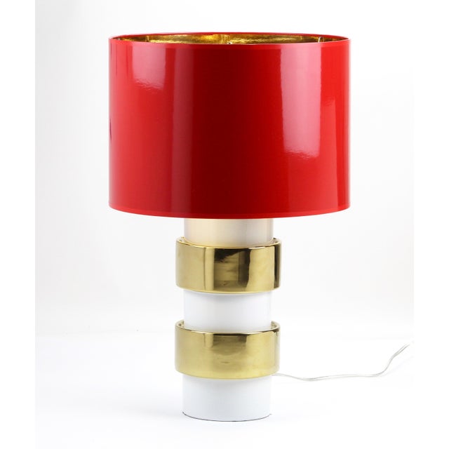 Large High Gloss Red Drum Lamp Shade With Gold Lining Chairish