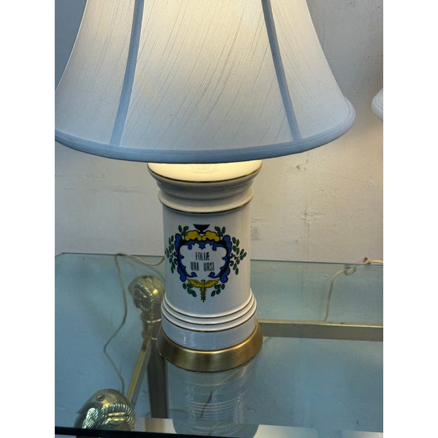 Ceramic Apothecary Vintage Column Table Lamps, Pair For Sale - Image 12 of 12