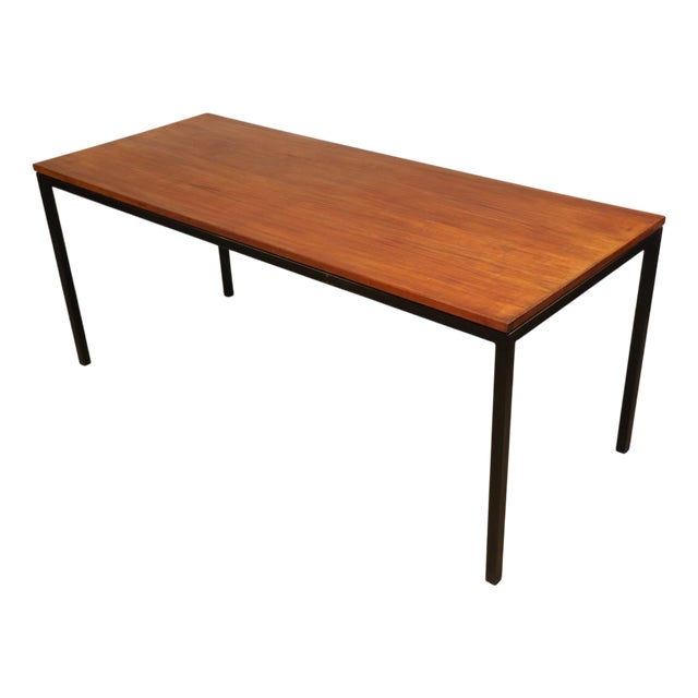 Vintage Danish Teak and Black Lacquered Metal Table, 1950s For Sale