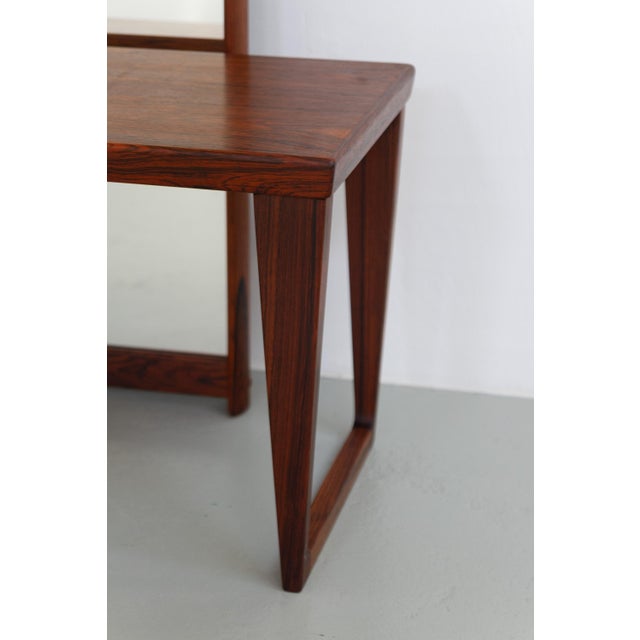 Vintage Danish Rosewood Bench with Drawers and Mirror by Kai Kristiansen, 1960s, Set of 3 For Sale - Image 13 of 18