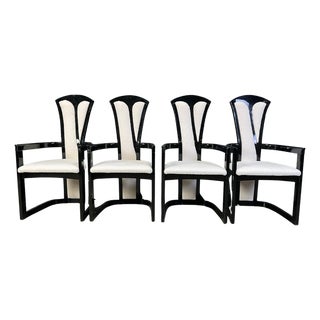 Italian Lacquered Wood Dining Chairs, 1980s, Set of 4 For Sale