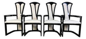 Italian Lacquered Wood Dining Chairs, 1980s, Set of 4