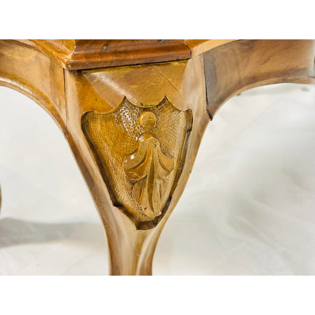 Italian Vintage Walnut Bombe Chest With Sculpted Legs For Sale - Image 14 of 18