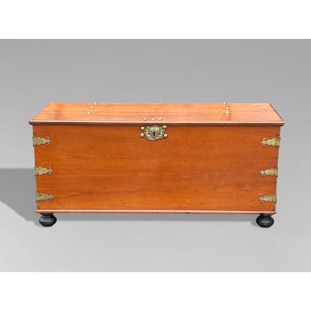 Large 18th Century Walnut Colonial Chest with Brass Hardware, 1780s For Sale - Image 3 of 11
