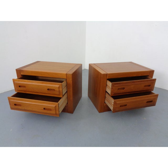 Mid-Century Modern Teak Nightstands Wit Drawers, Denmark, 1960s, Set of 2, Set of 2 For Sale - Image 3 of 18