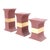 Grasscloth Wrapped Three Mid Century Modern Pink Lacquer Brass Trim Pedestals - Set of 3 For Sale