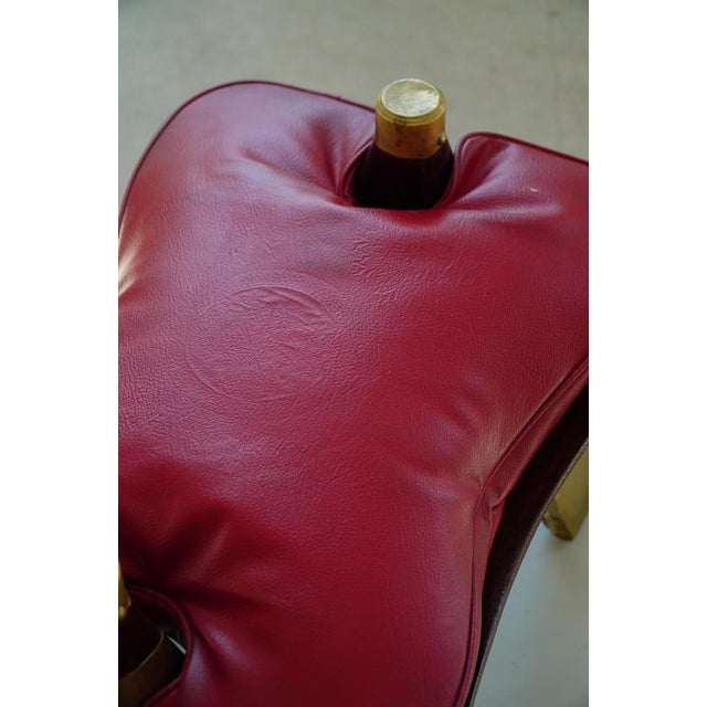 Metal Moroccan Camel Saddle Stool in Stained Wood, Brass and Leather, North Africa, 1980 For Sale - Image 7 of 18