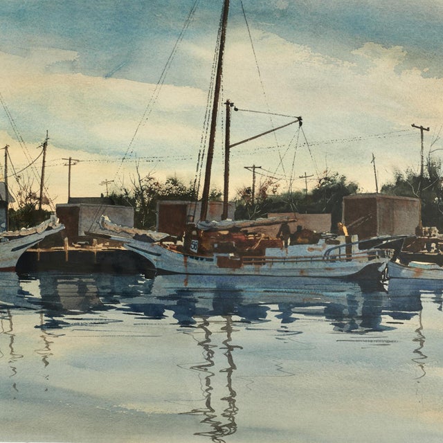 1990s Pair of Nautical Watercolors by Steve Rogers For Sale - Image 5 of 18