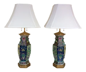 Late 19th Century Chinese Porcelain Vase Lamps - A Pair
