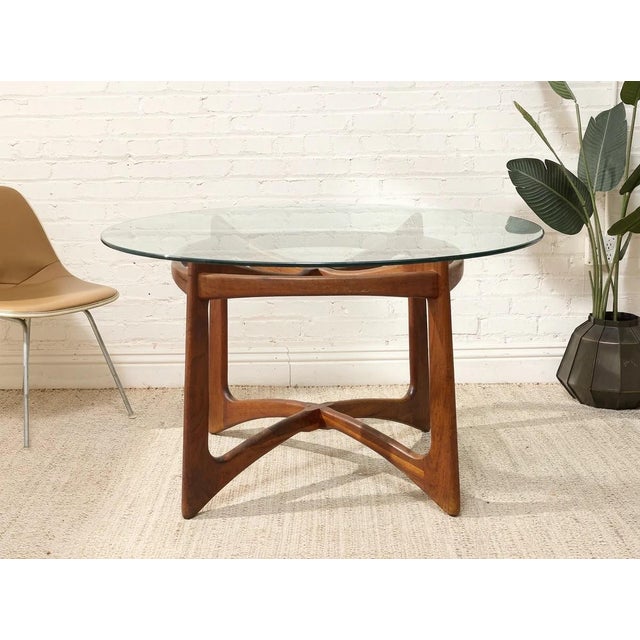Adrian Pearsall Styled After 1960s Adrian Pearsall Rare Sculptural Walnut & Glass Dining Table For Sale - Image 4 of 12