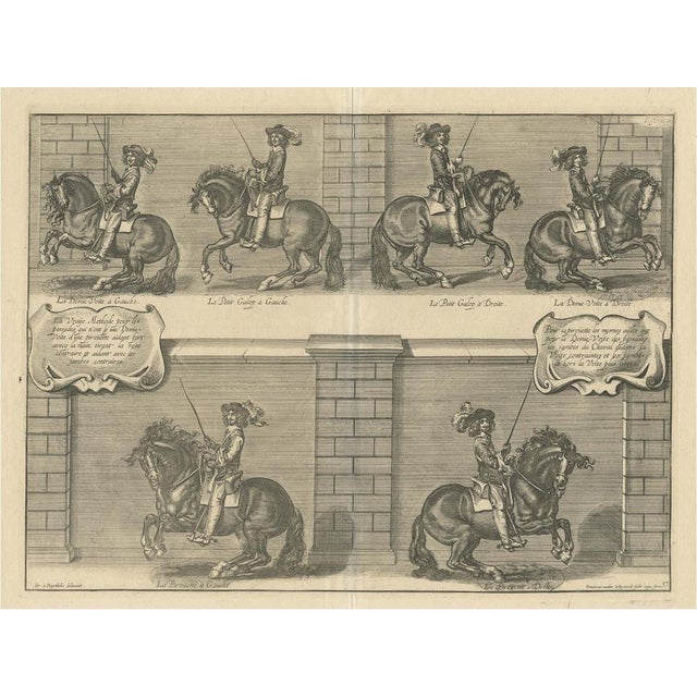 Illustration of the Duke of Newcastle on a Horse Showing Equestrian Dressage, 1737, Print For Sale - Image 6 of 6