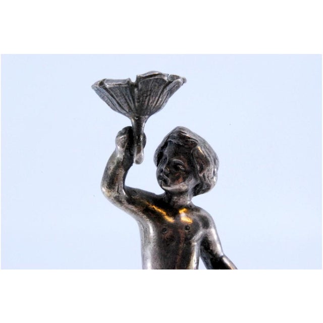 Silver Bell with Floral Motifs and Putti Holding Flower For Sale - Image 3 of 9