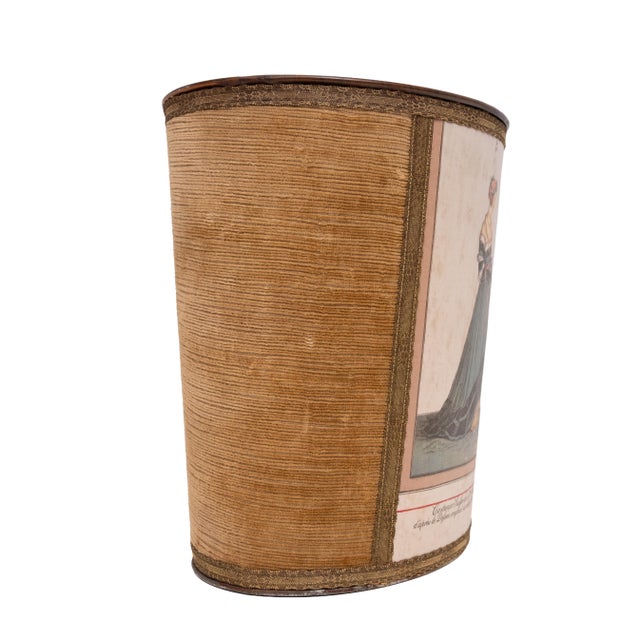 Brown Velvet Paper Basket Jean Holbein, France, 1950s For Sale - Image 6 of 11