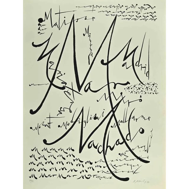 Rafael Alberti, Letter M, Lithograph, 1972 For Sale - Image 4 of 4