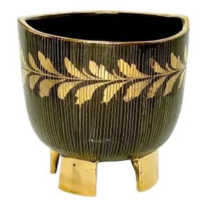 1950s Modernist Bitossi Seta & Sgraffito Incising in Black & Gold Italian Pottery by Aldo Londi