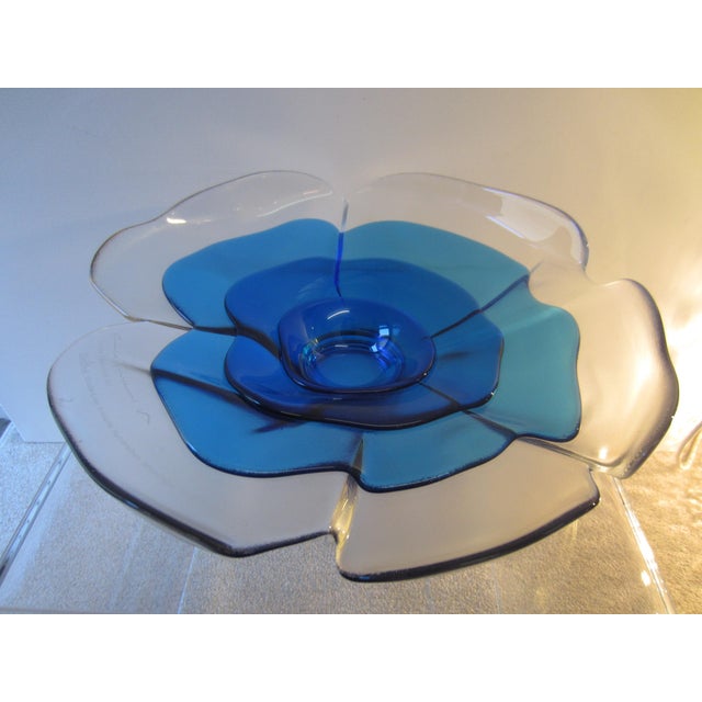 Large Blue Flower Glass Bowl from Rosenthal, 1977 For Sale - Image 10 of 10