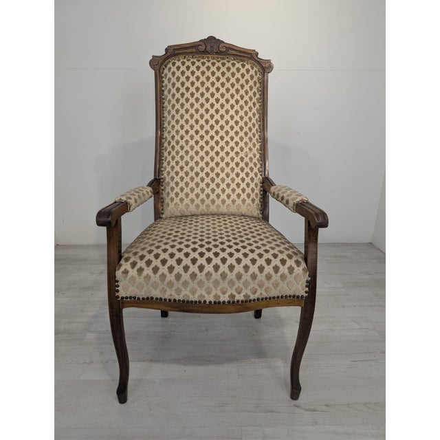 Brown Antique Louis XV Armchair with Springs, 1920s For Sale - Image 8 of 15