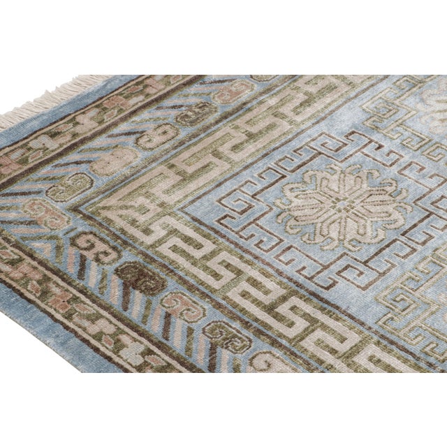 2010s Rug & Kilim’s Khotan Style Rug With Blue & Beige-Brown Medallion Patterns For Sale - Image 5 of 7
