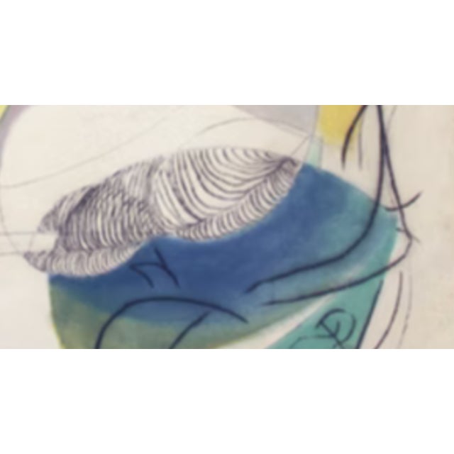 Textile "Fumo Centro". Mixed Media on Canvas by Joe Ginsberg. Nursery Shades - Pink, Blue, & Yellow. Neutral Background With Black & Green Highlights.s. For Sale - Image 7 of 7