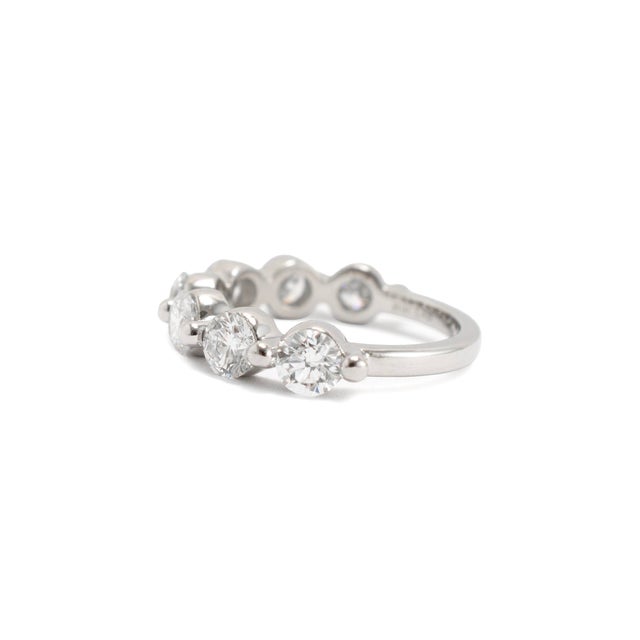 Platinum 2.63ctw Round Lab Grown Diamond Shared Prong Half Eternity Band Ring, Size 8 For Sale - Image 9 of 10