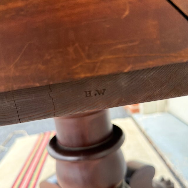 Antique Philadelphia Neo-Classical Mahogany Drop Leaf Breakfast Table, Stamped "h.w", Circa 1810s For Sale - Image 10 of 12