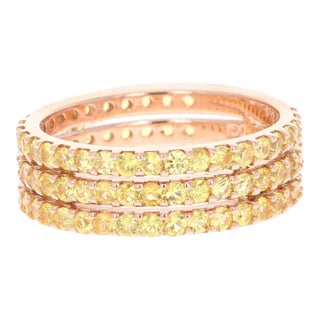 Yellow Sapphire Band 14 Karat Rose Gold by Roshe Jewels, 2.46 Carats, Size 7 For Sale