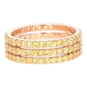 Yellow Sapphire Band 14 Karat Rose Gold by Roshe Jewels, 2.46 Carats, Size 7