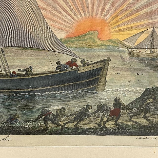 Mortier Jaillot, Boat, Fishing Tartane, The Neptune François, 1700s, Engraving, Framed For Sale - Image 8 of 10