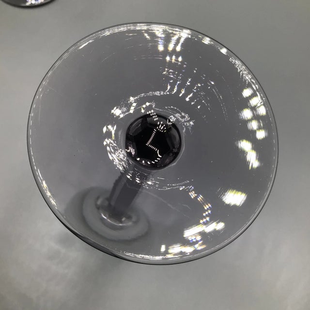 1990s Amethyst Octagonal Stem 4 Champagne and 4 Wine Glasses-Set of 8 For Sale - Image 5 of 13