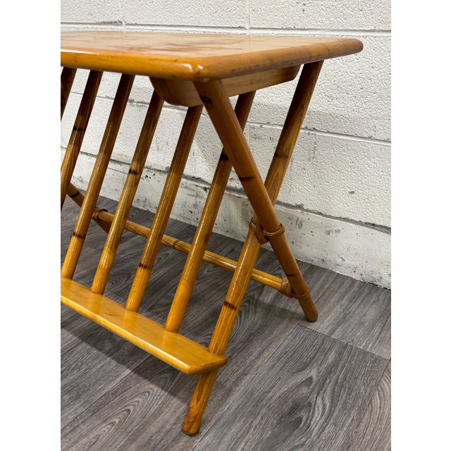Vintage Heywood Wakefield Bamboo Style Side Table Magazine Rack For Sale In Kansas City - Image 6 of 9