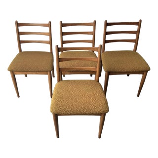 Vintage Dining Chairs with Mustard Fabric Upholstery from Schreiber, 1960s, Set of 4 For Sale
