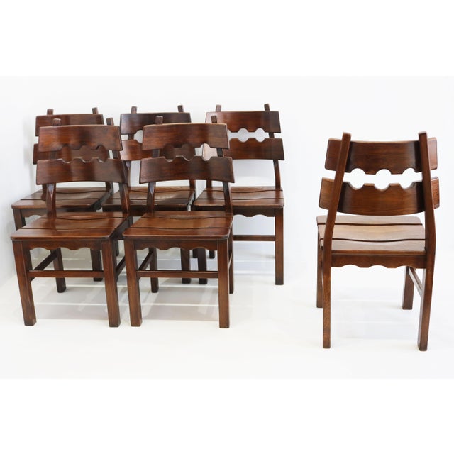 Brutalist Razor Back Chairs by Henning Kjaernulf, 1970, Set of 6 For Sale - Image 11 of 12