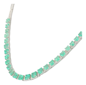 Emerald and Diamond Beaded Necklace in 18k White Gold, 17ct by VRJewels