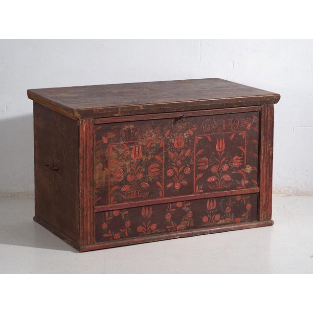 Painted Bridal Trunk, 1891 For Sale - Image 14 of 14