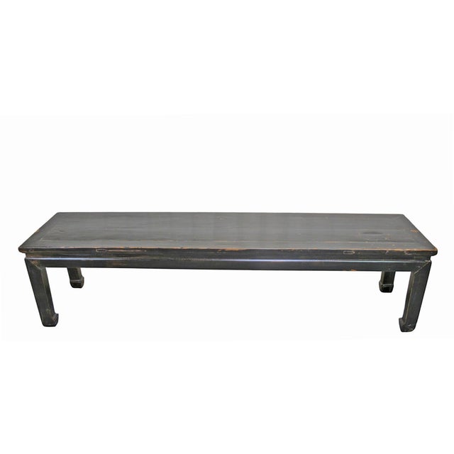 Wood 82" Long Vintage Solid Elm Bench For Sale - Image 7 of 7