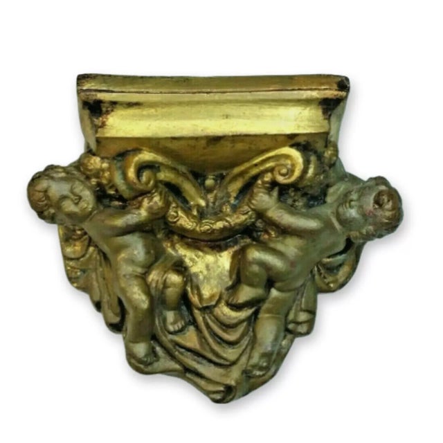 Antique Italian Renaissance style Gilt Cherubs Display Shelf. We believe this piece is rendered in heavy plaster. Gilt...
