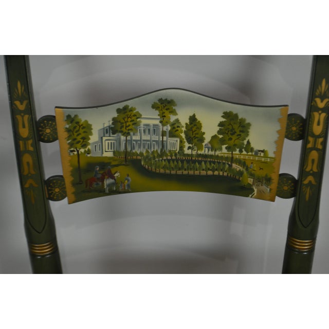 High Quality American Made Pair of Hand Painted Side Chairs with Caned Seats